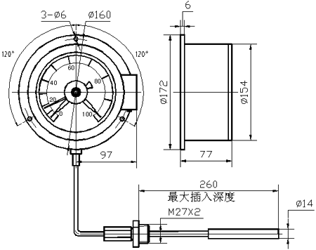 WTZ-288、WTQ-288 電接點(diǎn)壓力式溫度計(jì)